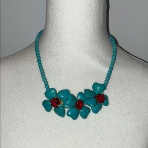 Turquoise Floral Necklace Southwest or Bohemian Style